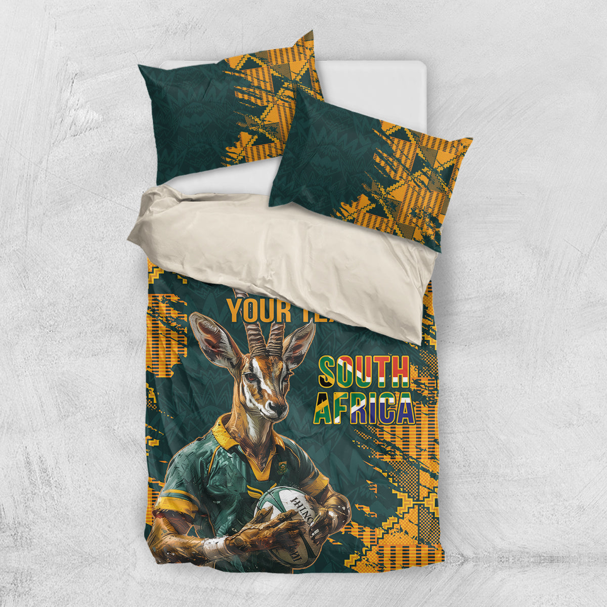 Custom South Africa Rugby Bedding Set The Springboks Mascot Sporty Version - Vibe Hoodie Shop