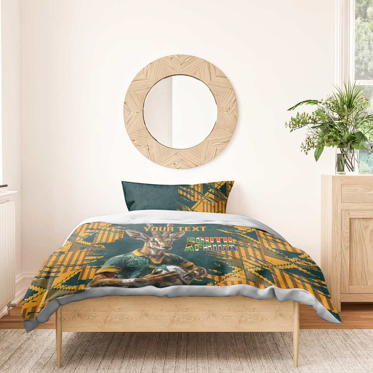 Custom South Africa Rugby Bedding Set The Springboks Mascot Sporty Version - Vibe Hoodie Shop