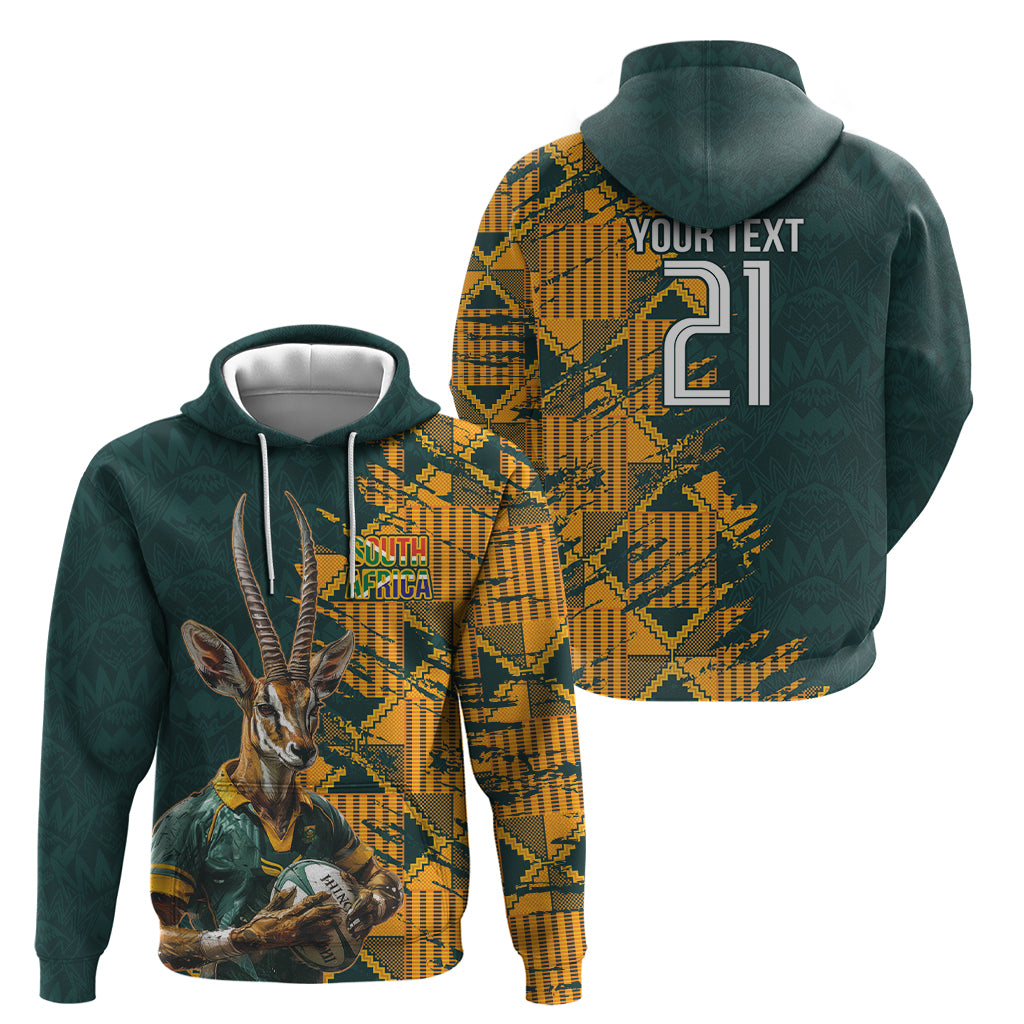 Custom South Africa Rugby Hoodie The Springboks Mascot Sporty Version LT9 - Vibe Hoodie Shop