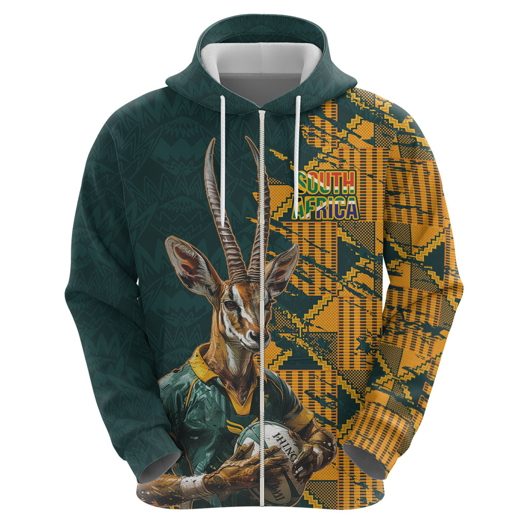 Custom South Africa Rugby Hoodie The Springboks Mascot Sporty Version LT9 - Vibe Hoodie Shop