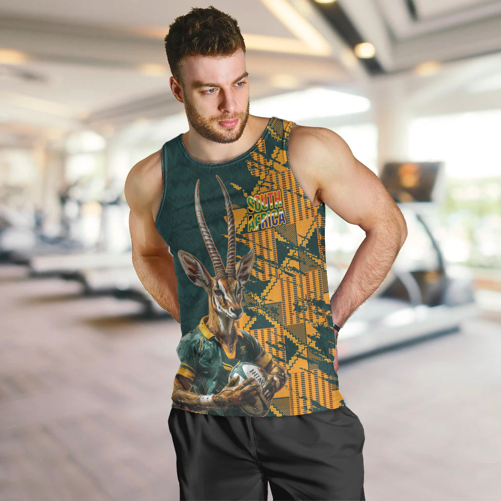 Custom South Africa Rugby Men Tank Top The Springboks Mascot Sporty Version - Vibe Hoodie Shop