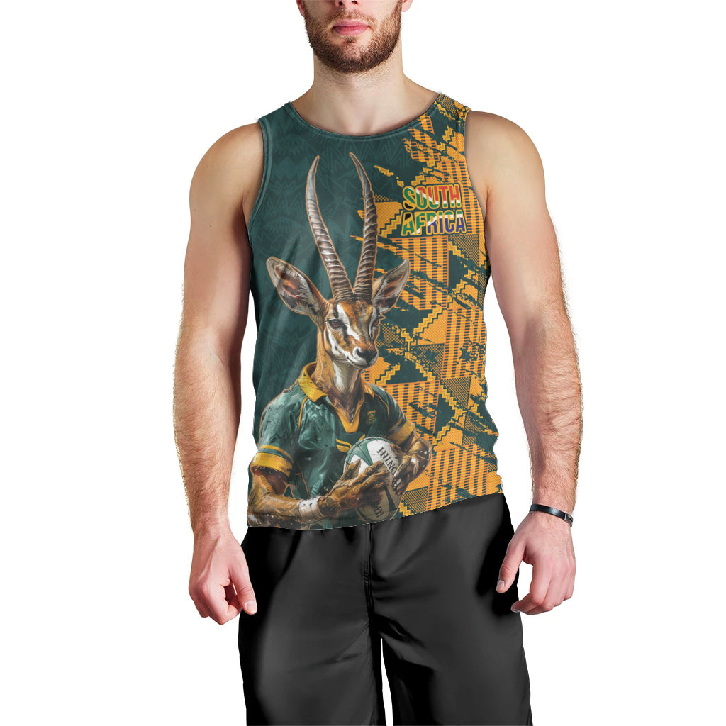 Custom South Africa Rugby Men Tank Top The Springboks Mascot Sporty Version - Vibe Hoodie Shop