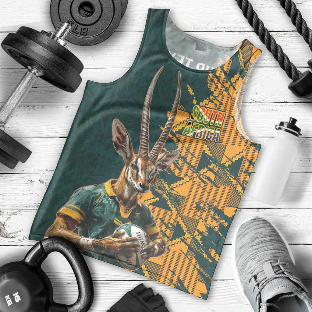 Custom South Africa Rugby Men Tank Top The Springboks Mascot Sporty Version - Vibe Hoodie Shop