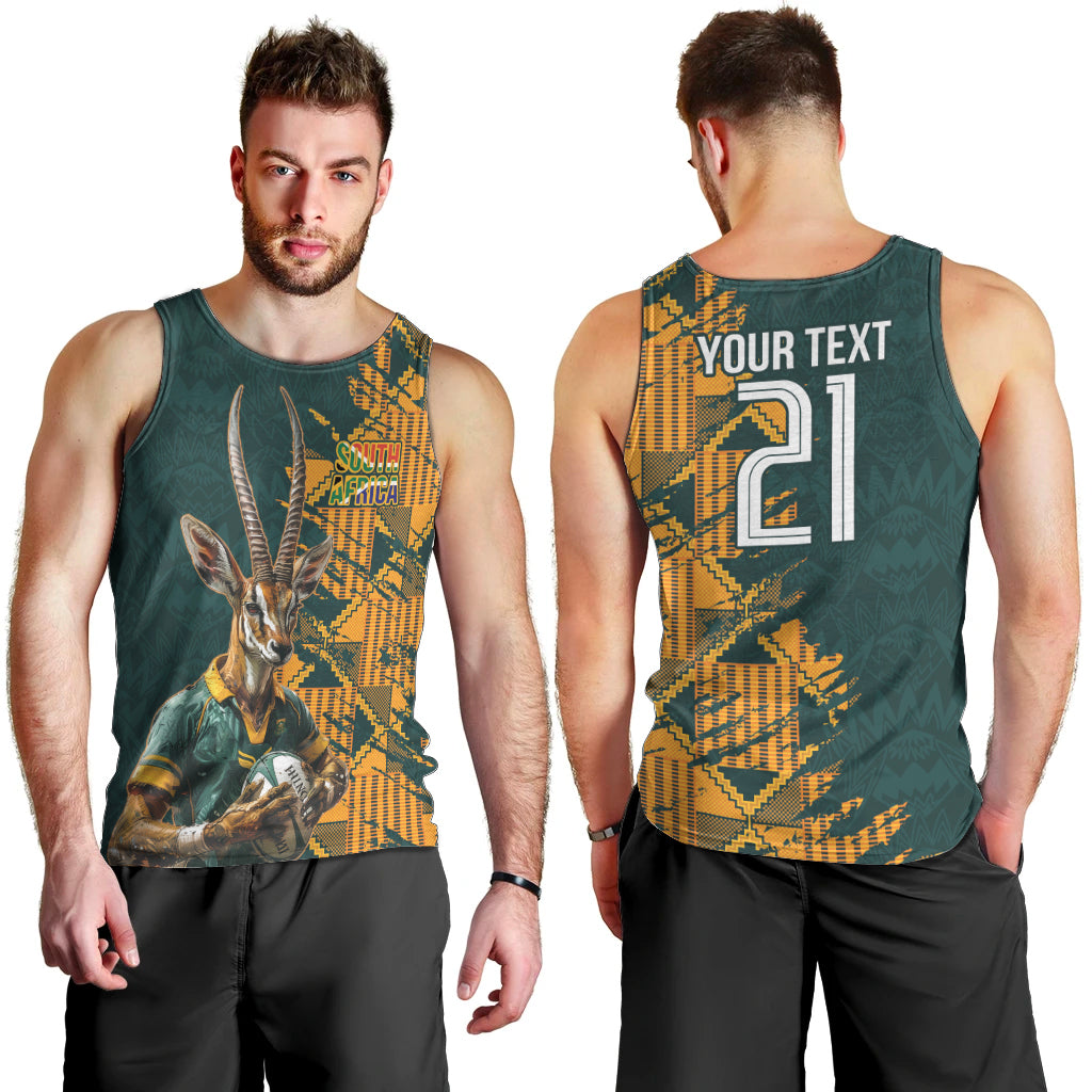 Custom South Africa Rugby Men Tank Top The Springboks Mascot Sporty Version - Vibe Hoodie Shop