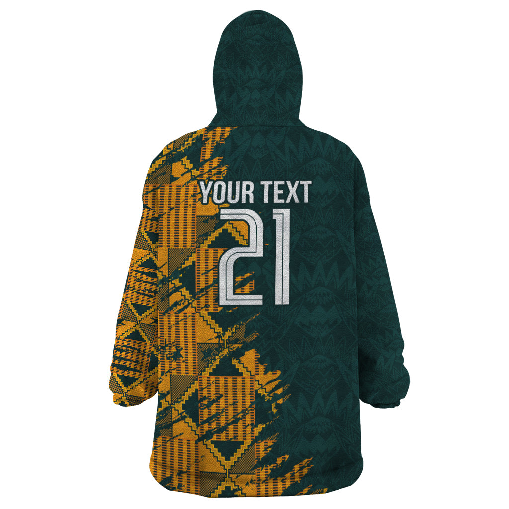 Custom South Africa Rugby Wearable Blanket Hoodie The Springboks Mascot Sporty Version - Vibe Hoodie Shop