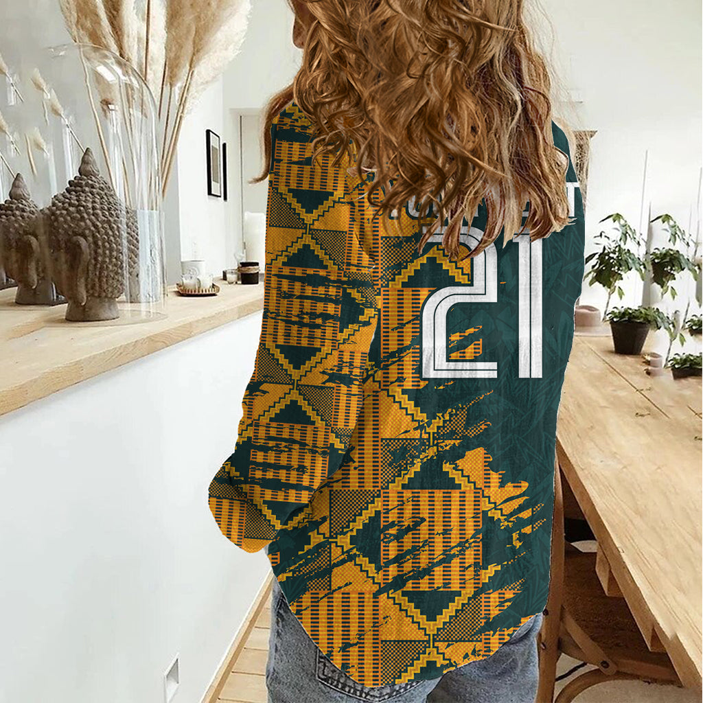 Custom South Africa Rugby Women Casual Shirt The Springboks Mascot Sporty Version - Vibe Hoodie Shop