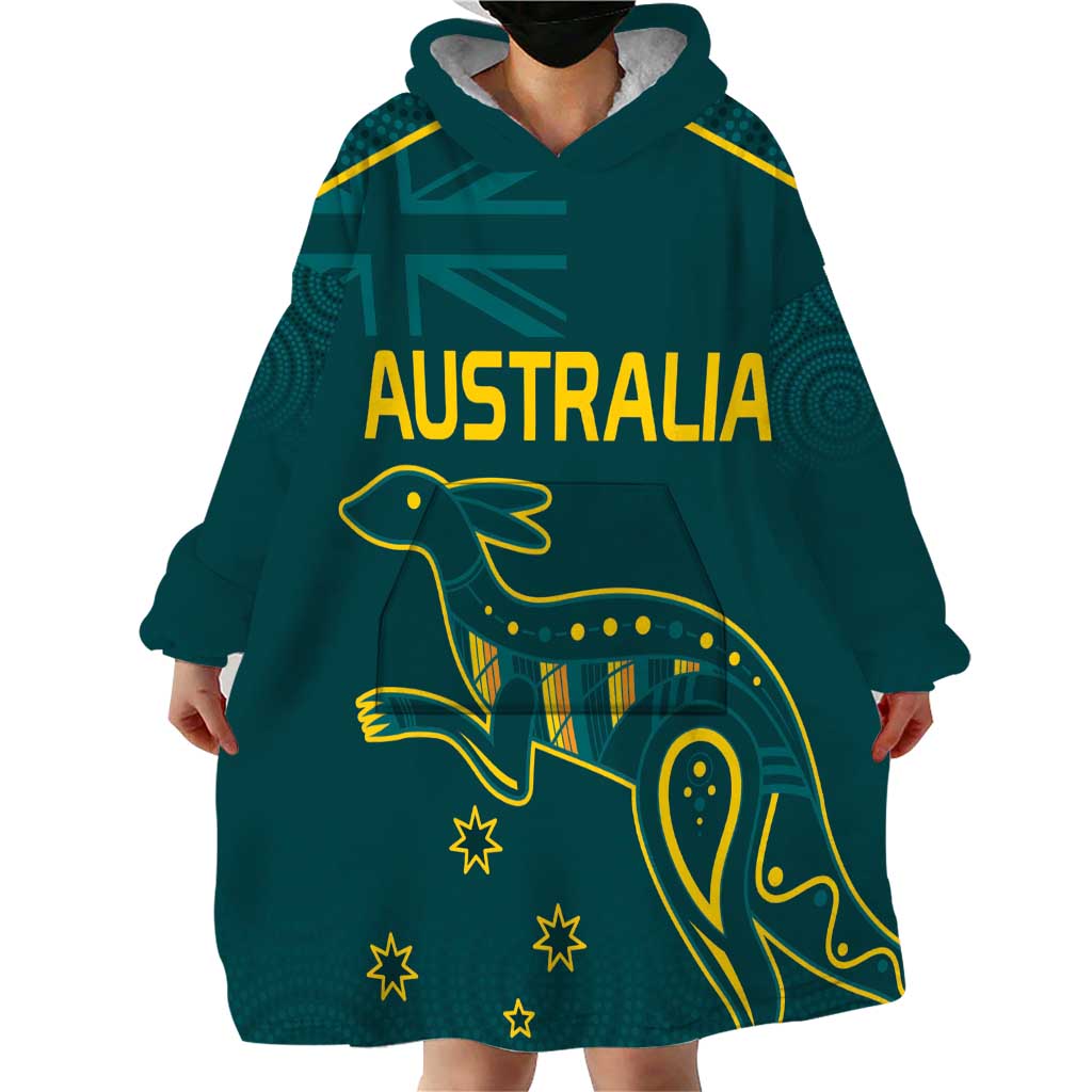 Custom Australia Rugby Wearable Blanket Hoodie Proud of Aussie Kangaroo - Vibe Hoodie Shop