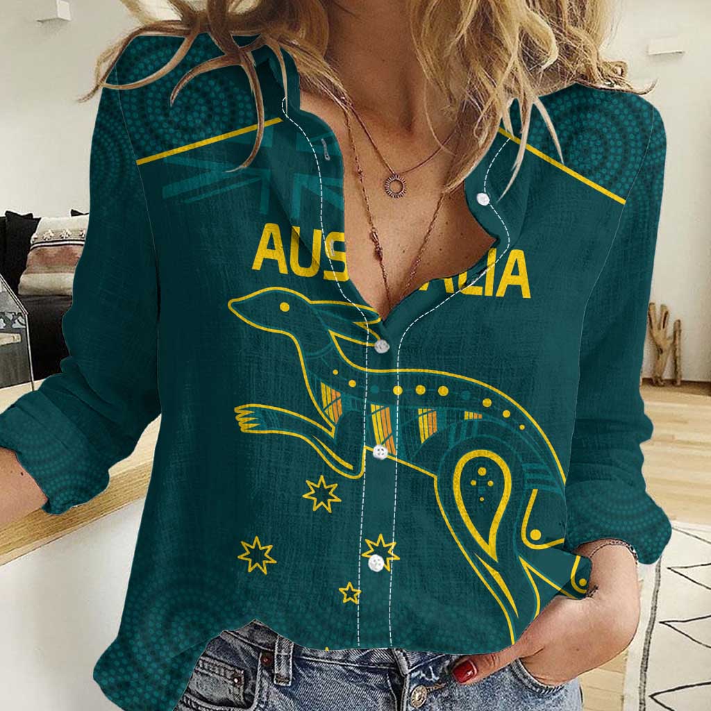 Custom Australia Rugby Women Casual Shirt Proud of Aussie Kangaroo - Vibe Hoodie Shop