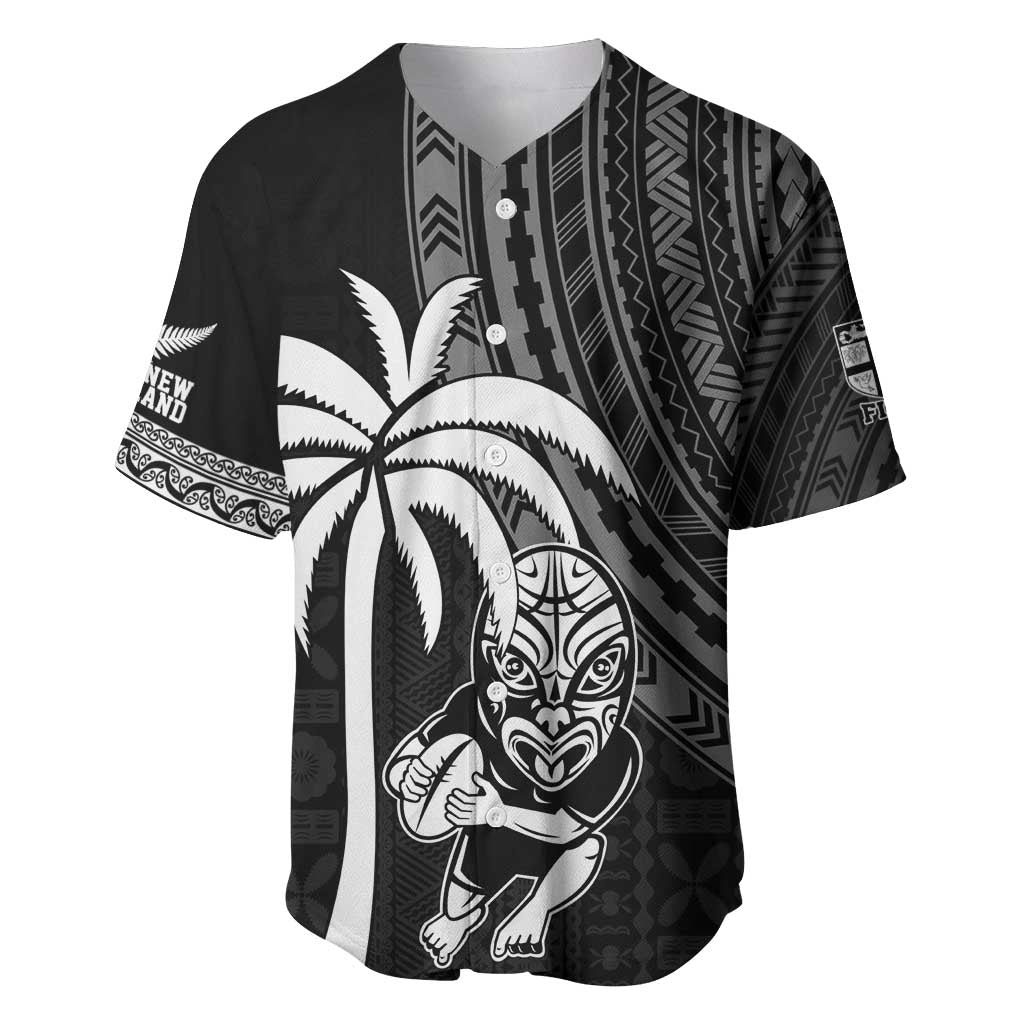 Custom Fiji New Zealand Rugby Baseball Jersey Make History Together - Vibe Hoodie Shop