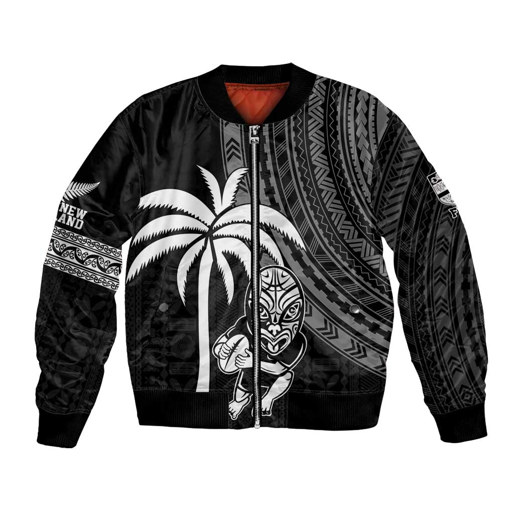 Custom Fiji New Zealand Rugby Bomber Jacket Make History Together - Vibe Hoodie Shop