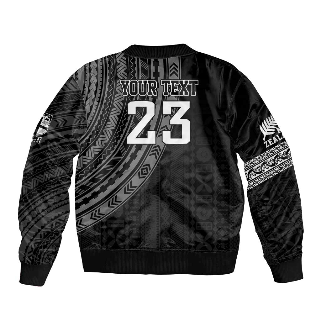 Custom Fiji New Zealand Rugby Bomber Jacket Make History Together - Vibe Hoodie Shop