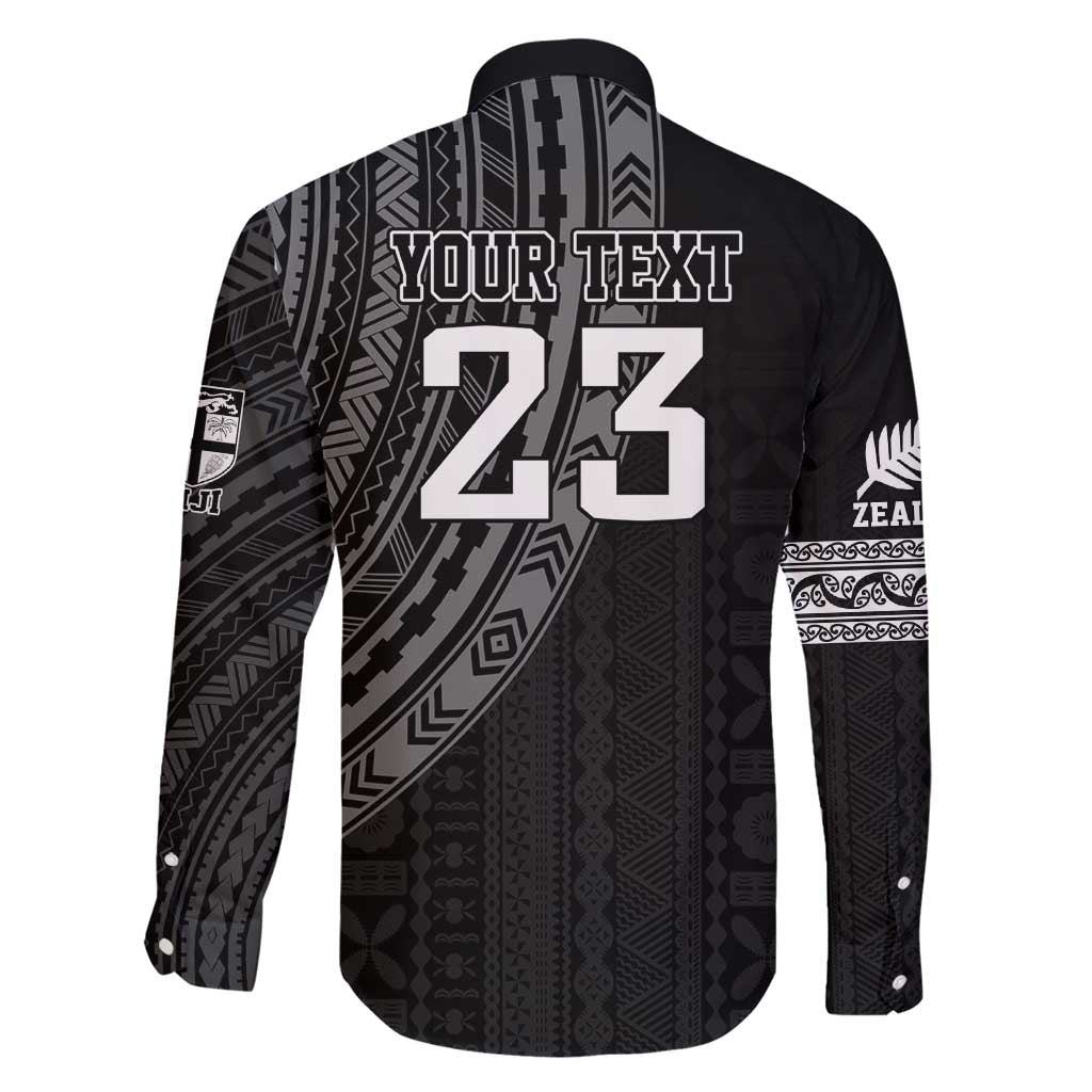 Custom Fiji New Zealand Rugby Family Matching Short Sleeve Bodycon Dress and Hawaiian Shirt Make History Together