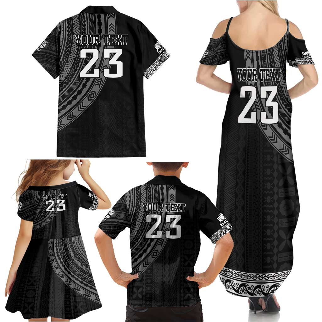 Custom Fiji New Zealand Rugby Family Matching Summer Maxi Dress and Hawaiian Shirt Make History Together