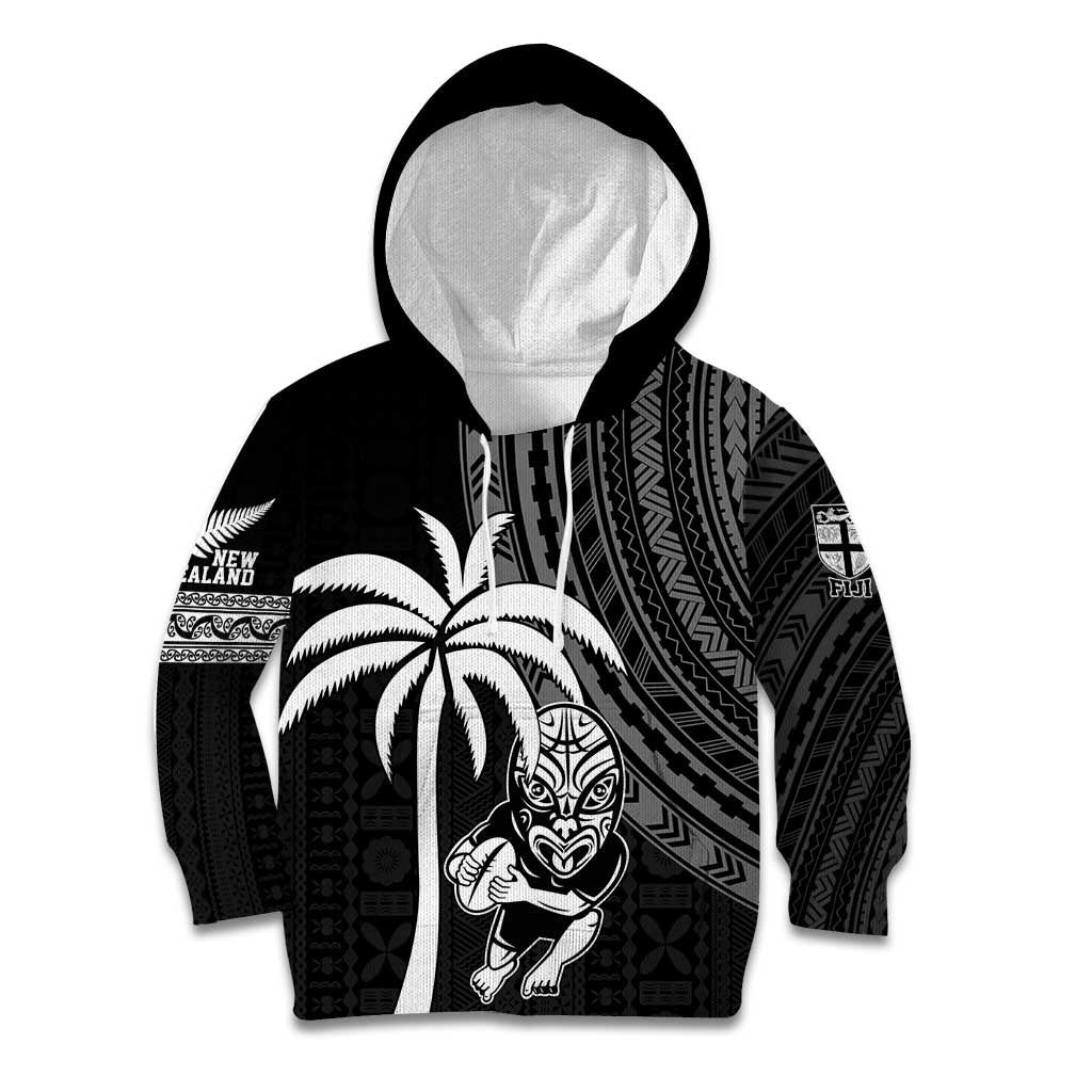 Custom Fiji New Zealand Rugby Kid Hoodie Make History Together - Vibe Hoodie Shop