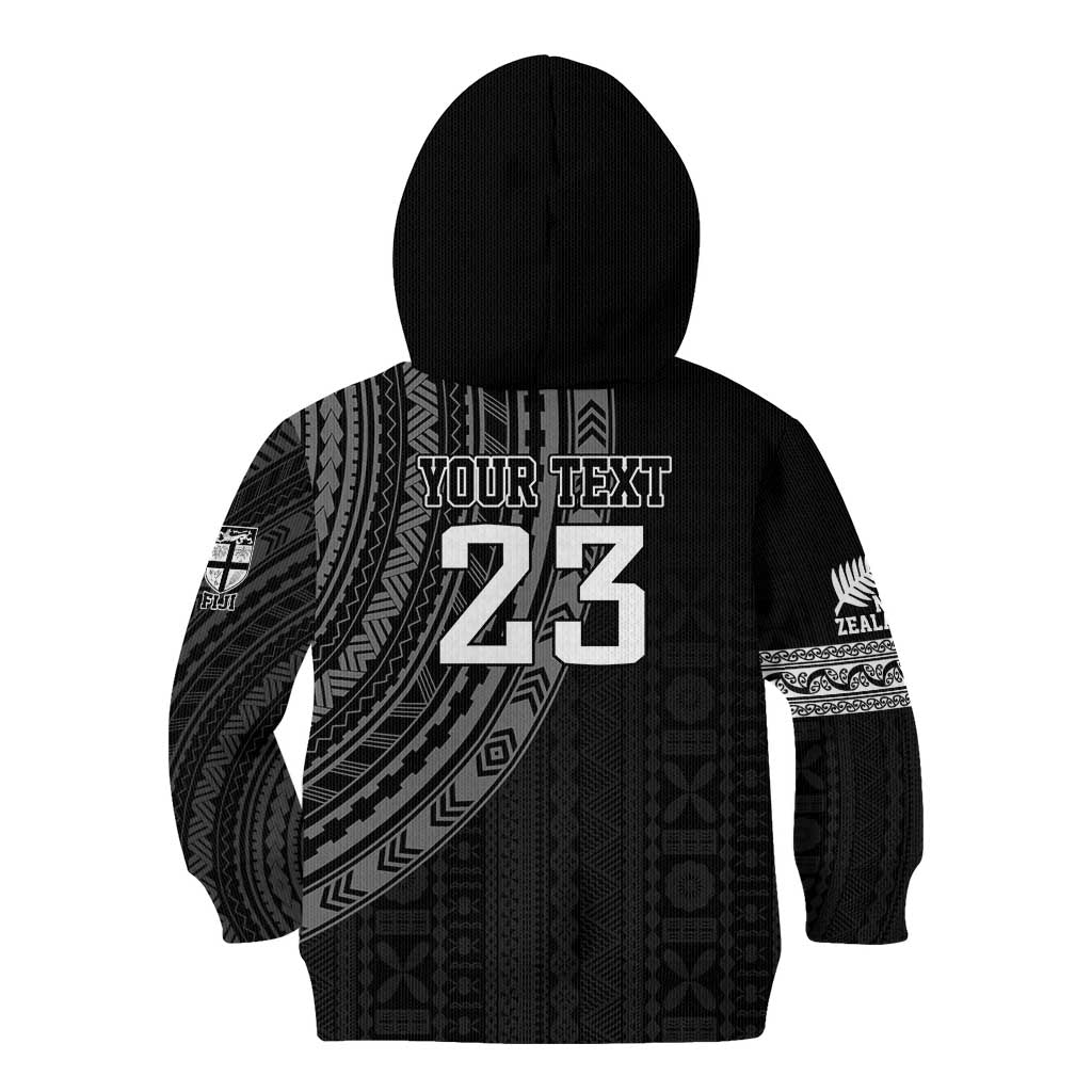 Custom Fiji New Zealand Rugby Kid Hoodie Make History Together - Vibe Hoodie Shop