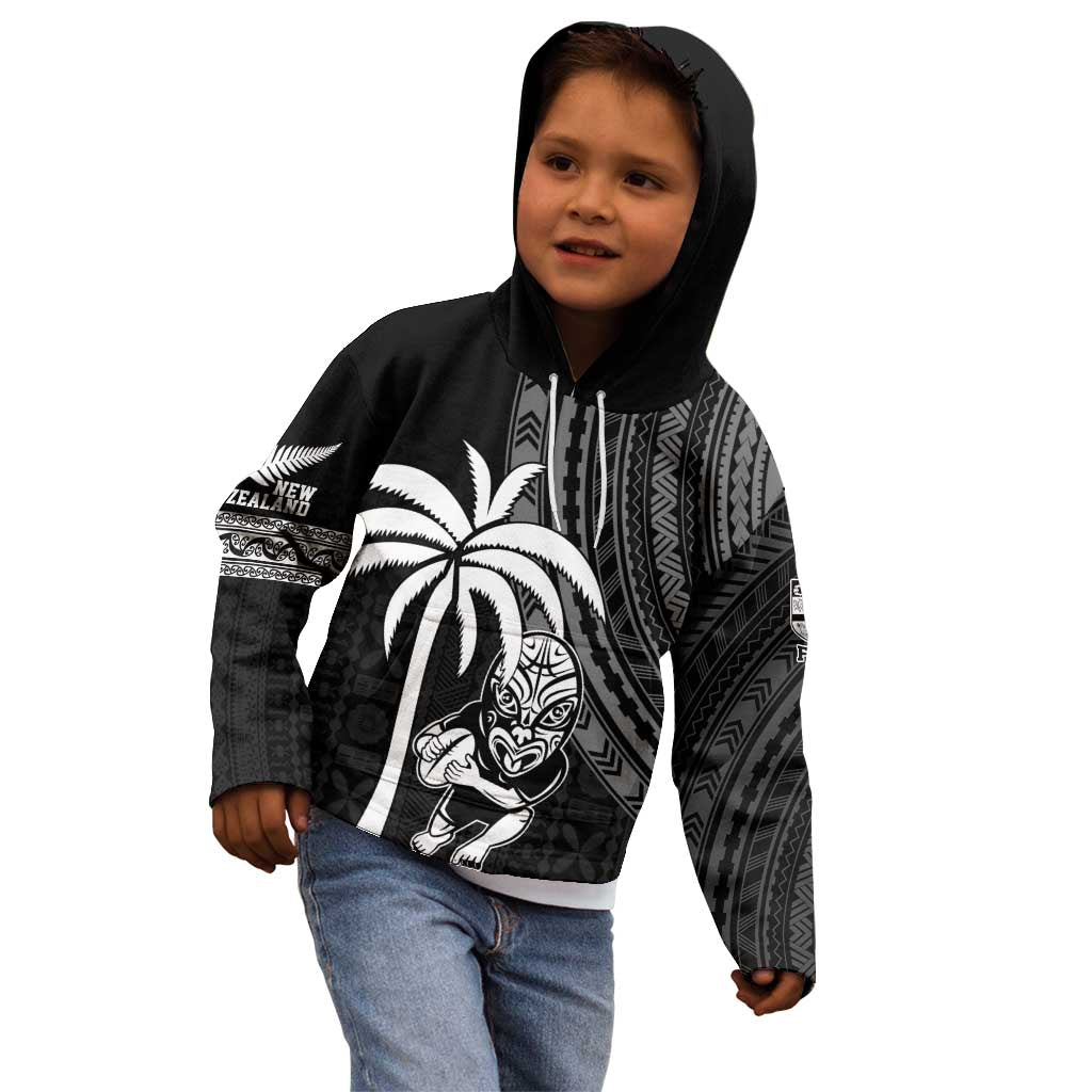 Custom Fiji New Zealand Rugby Kid Hoodie Make History Together - Vibe Hoodie Shop