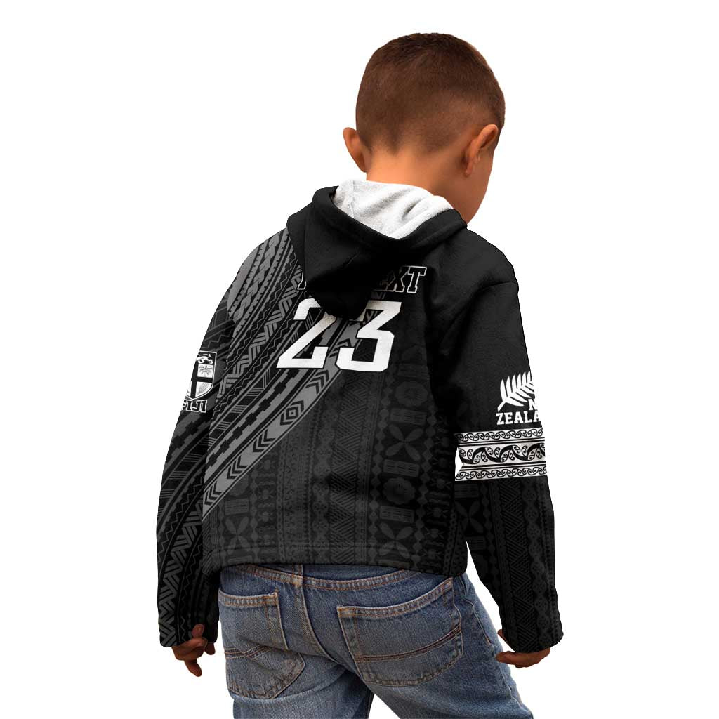 Custom Fiji New Zealand Rugby Kid Hoodie Make History Together - Vibe Hoodie Shop