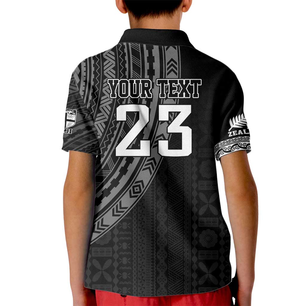 Custom Fiji New Zealand Rugby Kid Polo Shirt Make History Together - Vibe Hoodie Shop