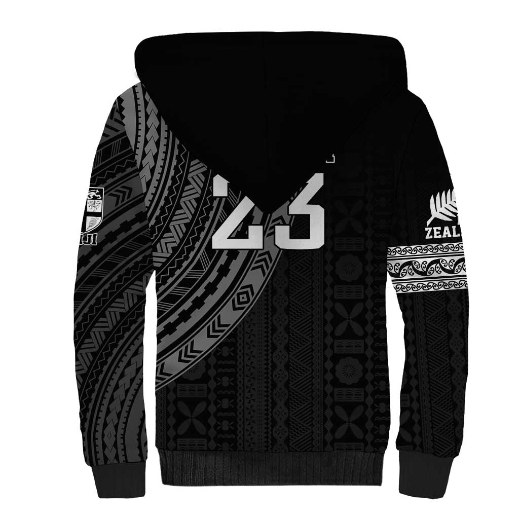 Custom Fiji New Zealand Rugby Sherpa Hoodie Make History Together - Vibe Hoodie Shop