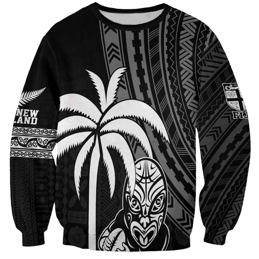 Custom Fiji New Zealand Rugby Sweatshirt Make History Together - Vibe Hoodie Shop