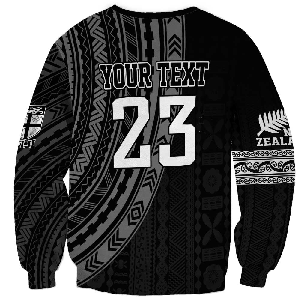 Custom Fiji New Zealand Rugby Sweatshirt Make History Together - Vibe Hoodie Shop