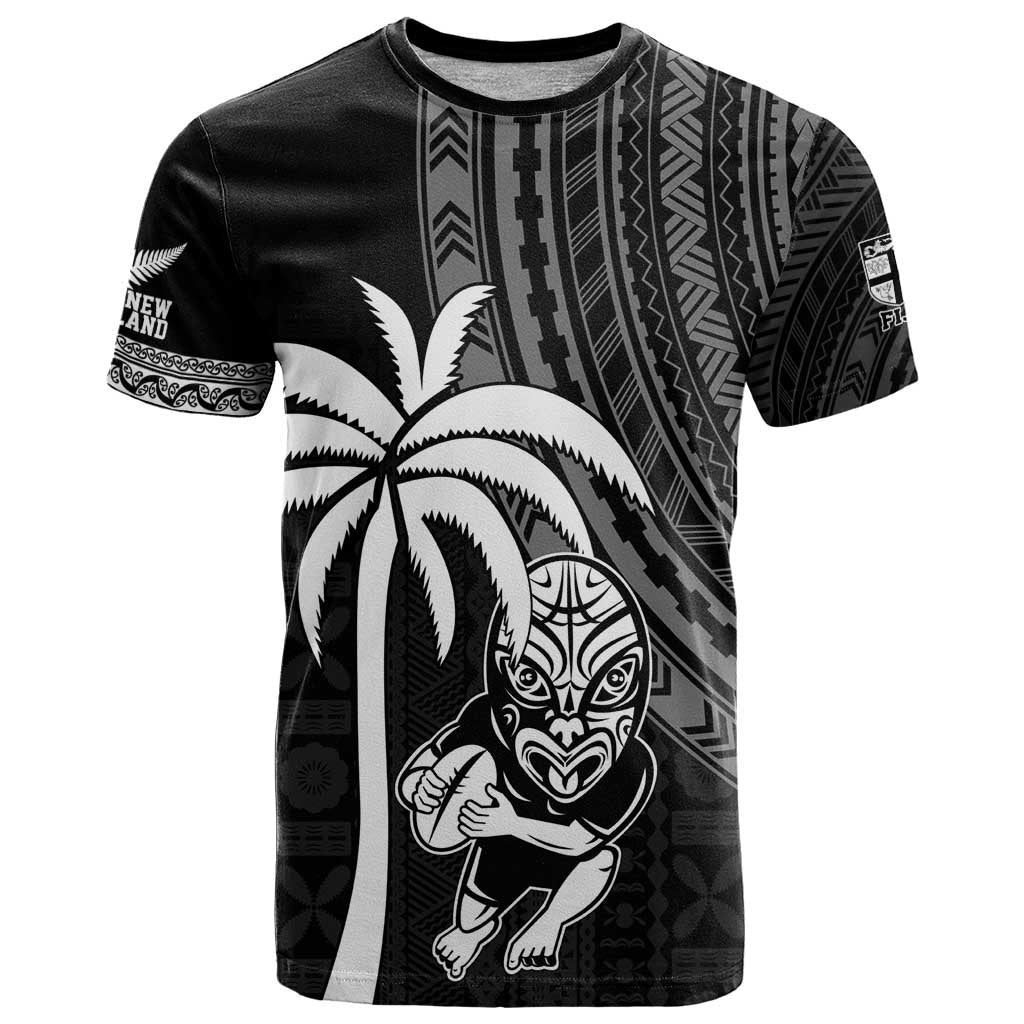 Custom Fiji New Zealand Rugby T Shirt Make History Together LT9 - Vibe Hoodie Shop