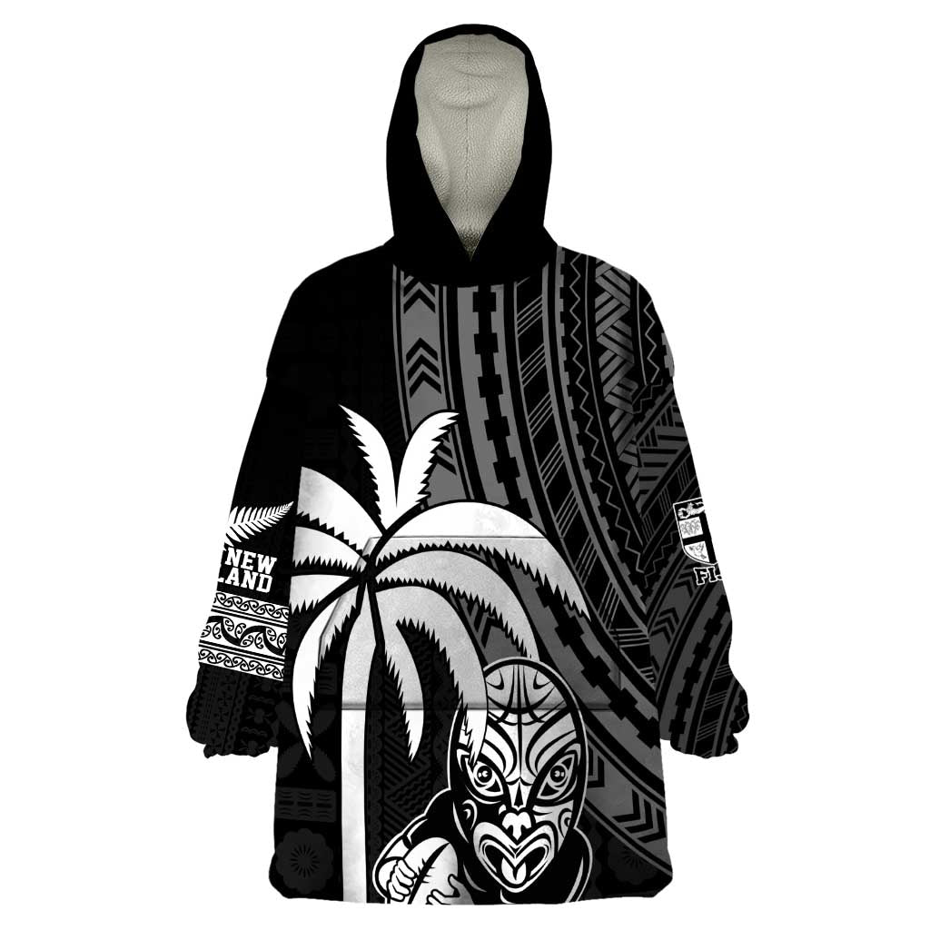 Custom Fiji New Zealand Rugby Wearable Blanket Hoodie Make History Together - Vibe Hoodie Shop