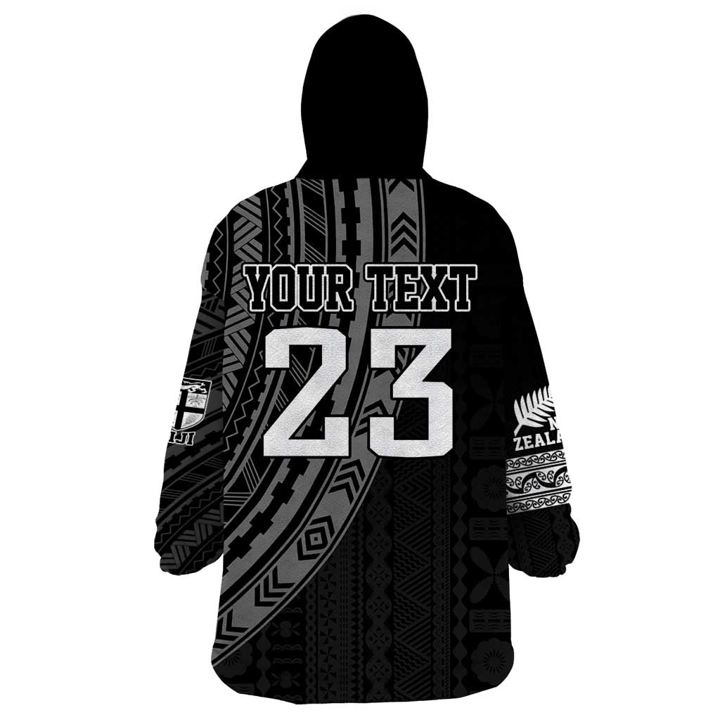 Custom Fiji New Zealand Rugby Wearable Blanket Hoodie Make History Together - Vibe Hoodie Shop