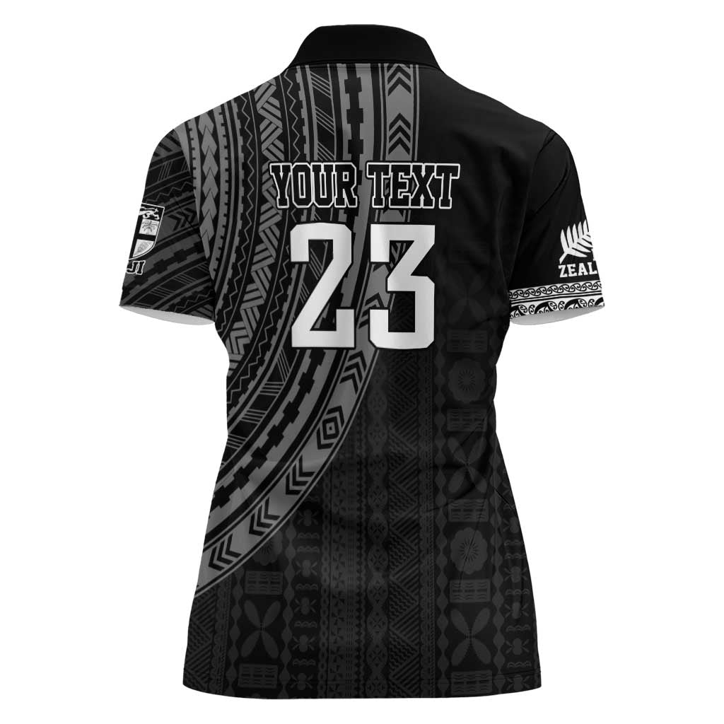 Custom Fiji New Zealand Rugby Women Polo Shirt Make History Together - Vibe Hoodie Shop