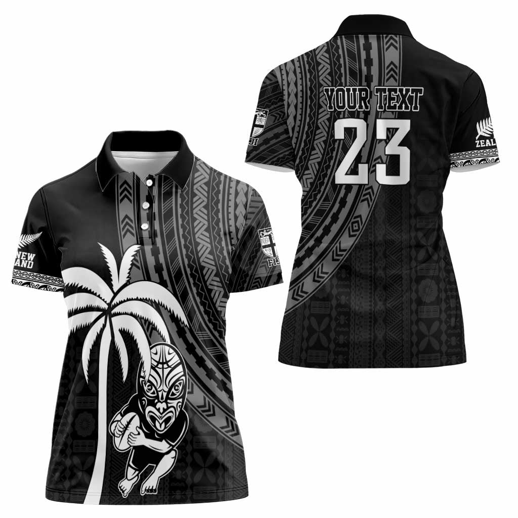 Custom Fiji New Zealand Rugby Women Polo Shirt Make History Together - Vibe Hoodie Shop