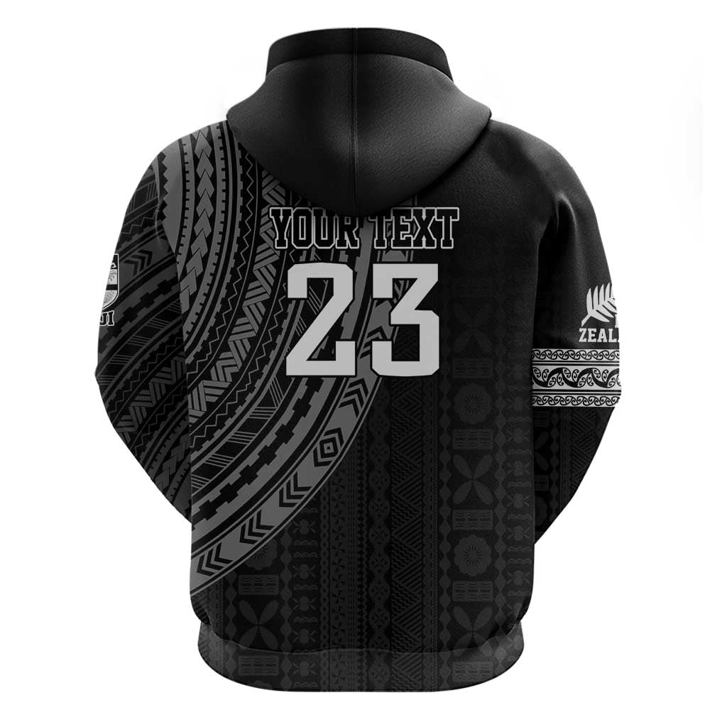 Custom Fiji New Zealand Rugby Zip Hoodie Make History Together - Vibe Hoodie Shop