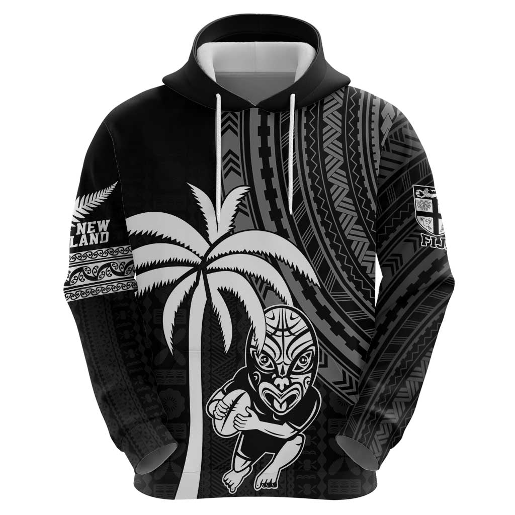 Custom Fiji New Zealand Rugby Zip Hoodie Make History Together - Vibe Hoodie Shop