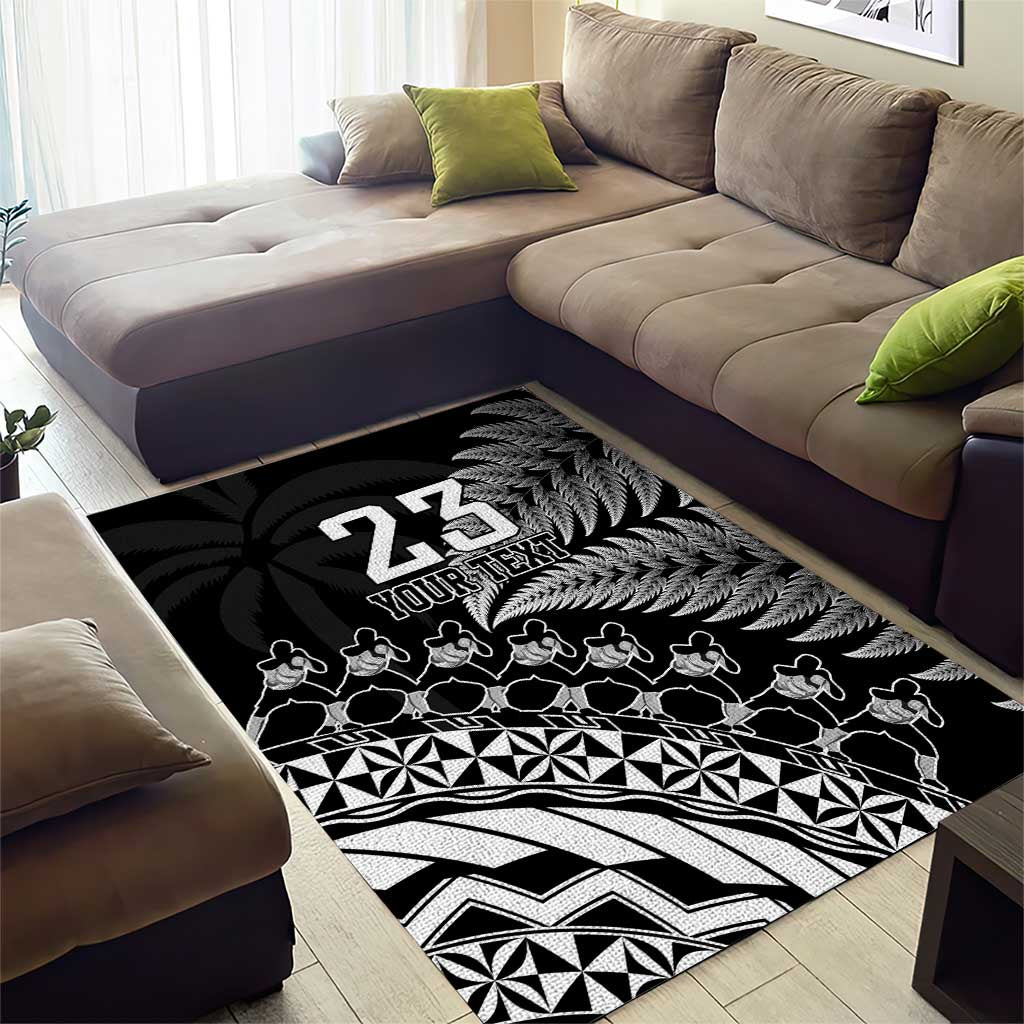 Custom Fiji New Zealand Rugby Area Rug Cibi Dance with Black Fern - Vibe Hoodie Shop