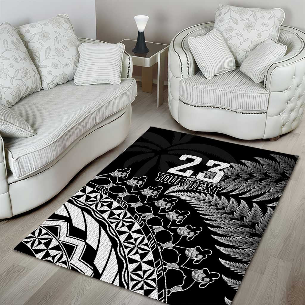 Custom Fiji New Zealand Rugby Area Rug Cibi Dance with Black Fern - Vibe Hoodie Shop