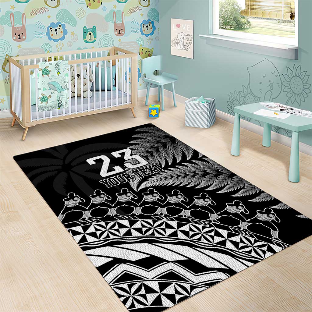 Custom Fiji New Zealand Rugby Area Rug Cibi Dance with Black Fern - Vibe Hoodie Shop