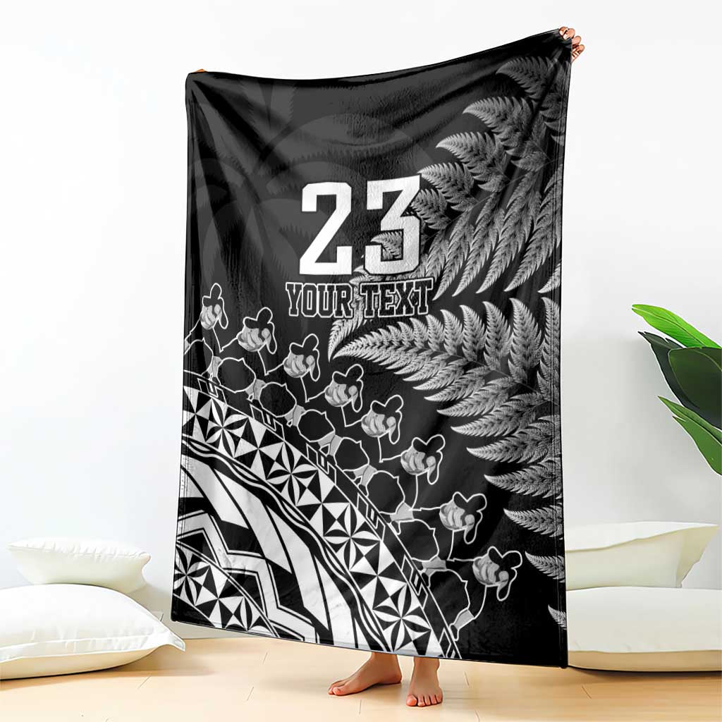 Custom Fiji New Zealand Rugby Blanket Cibi Dance with Black Fern - Vibe Hoodie Shop