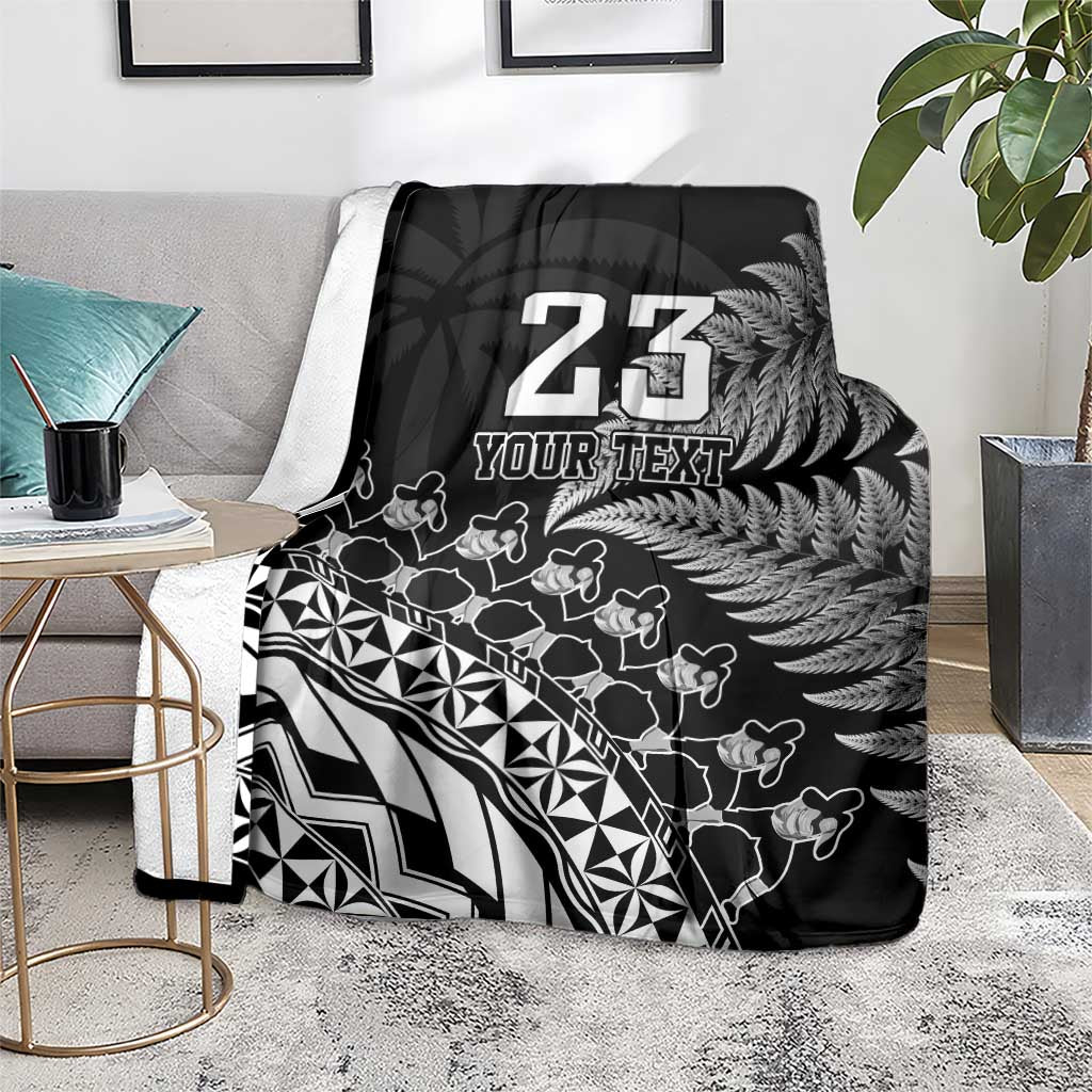 Custom Fiji New Zealand Rugby Blanket Cibi Dance with Black Fern - Vibe Hoodie Shop
