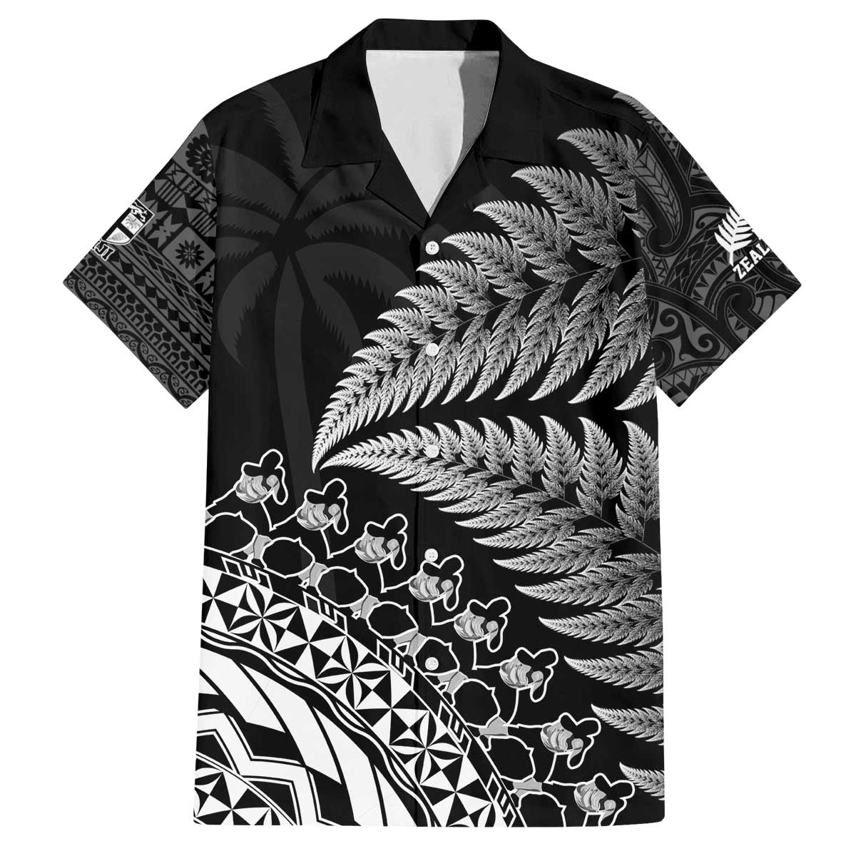 Custom Fiji New Zealand Rugby Family Matching Puletasi and Hawaiian Shirt Cibi Dance with Black Fern