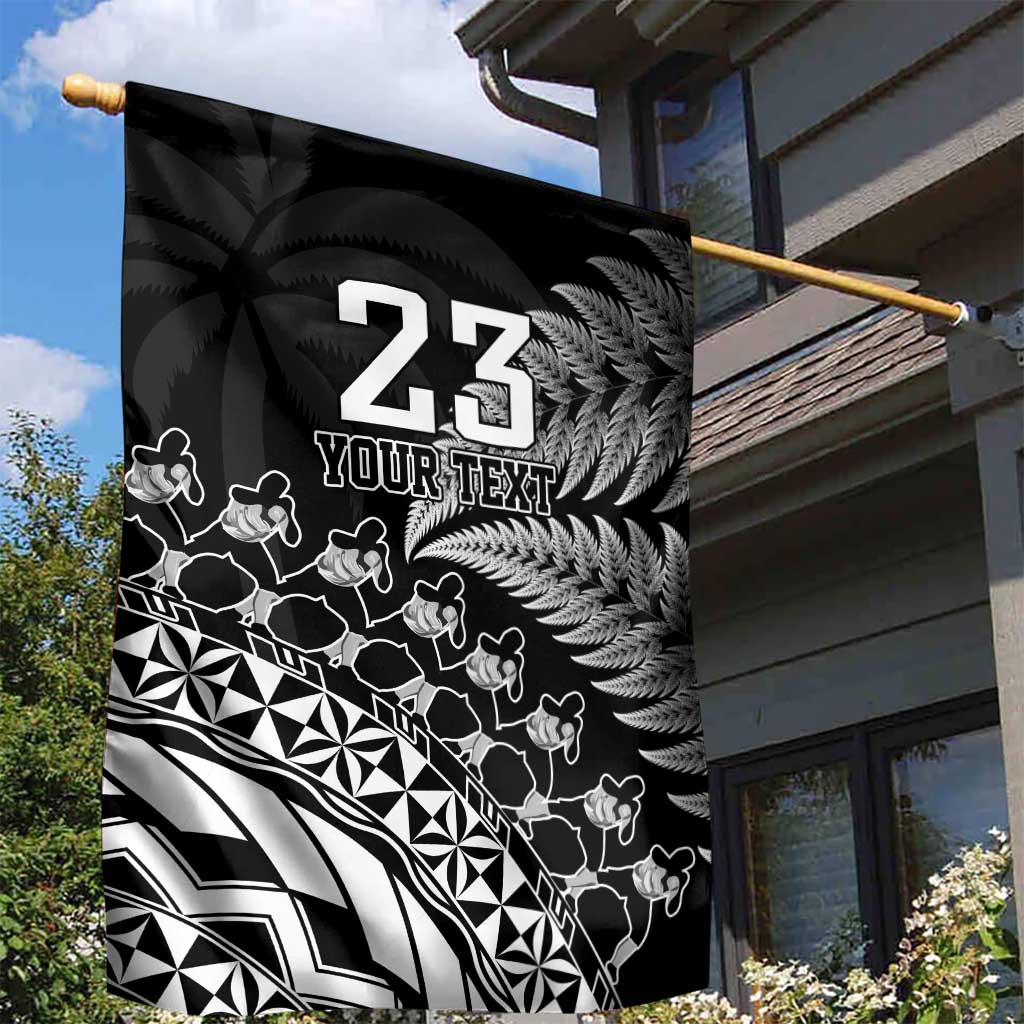 Custom Fiji New Zealand Rugby Garden Flag Cibi Dance with Black Fern - Vibe Hoodie Shop