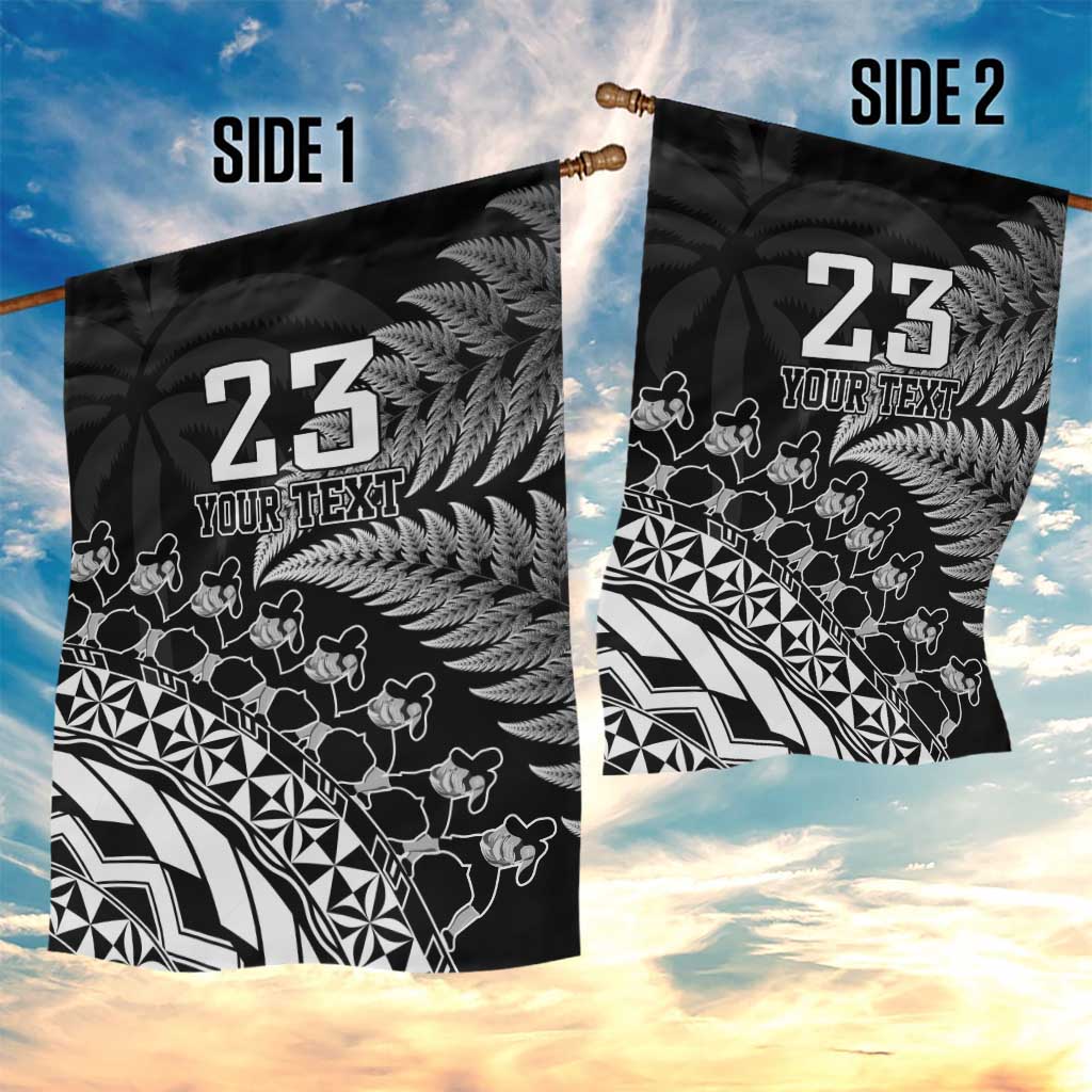 Custom Fiji New Zealand Rugby Garden Flag Cibi Dance with Black Fern - Vibe Hoodie Shop
