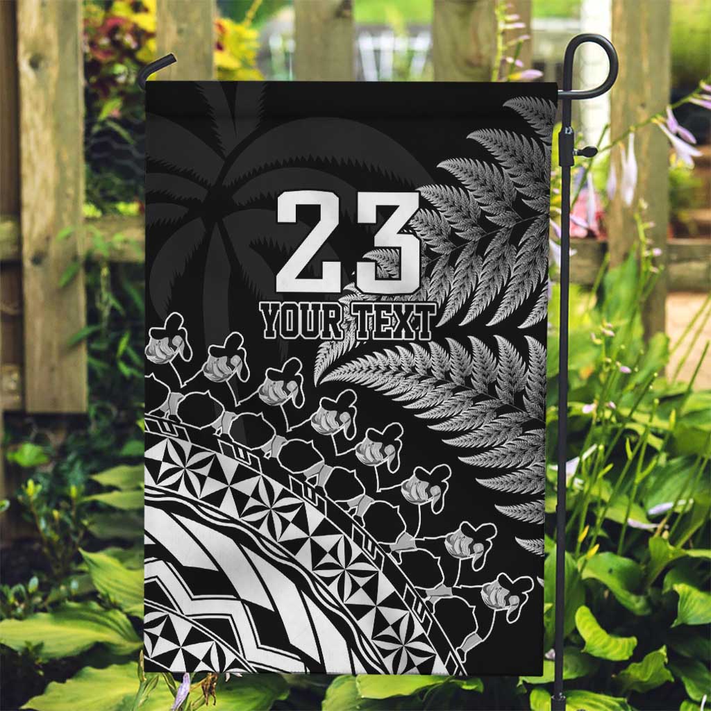 Custom Fiji New Zealand Rugby Garden Flag Cibi Dance with Black Fern - Vibe Hoodie Shop