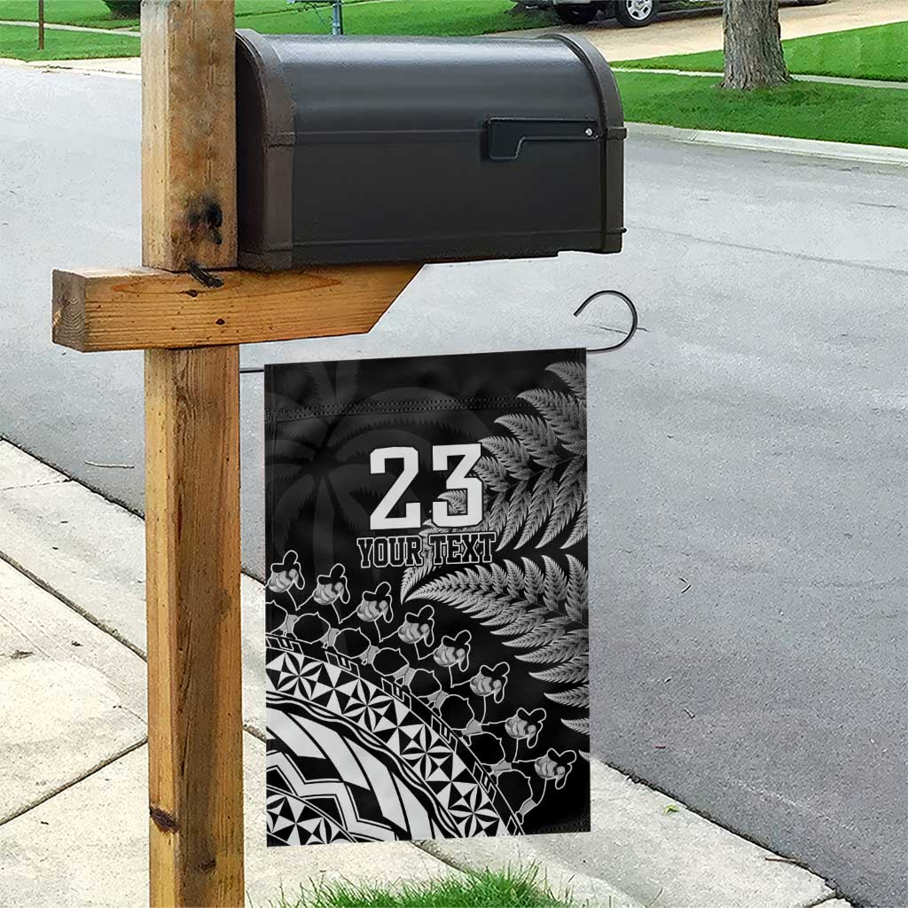 Custom Fiji New Zealand Rugby Garden Flag Cibi Dance with Black Fern - Vibe Hoodie Shop