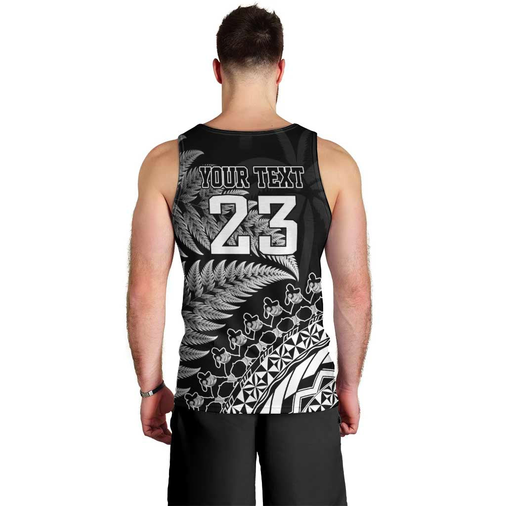 Custom Fiji New Zealand Rugby Men Tank Top Cibi Dance with Black Fern - Vibe Hoodie Shop