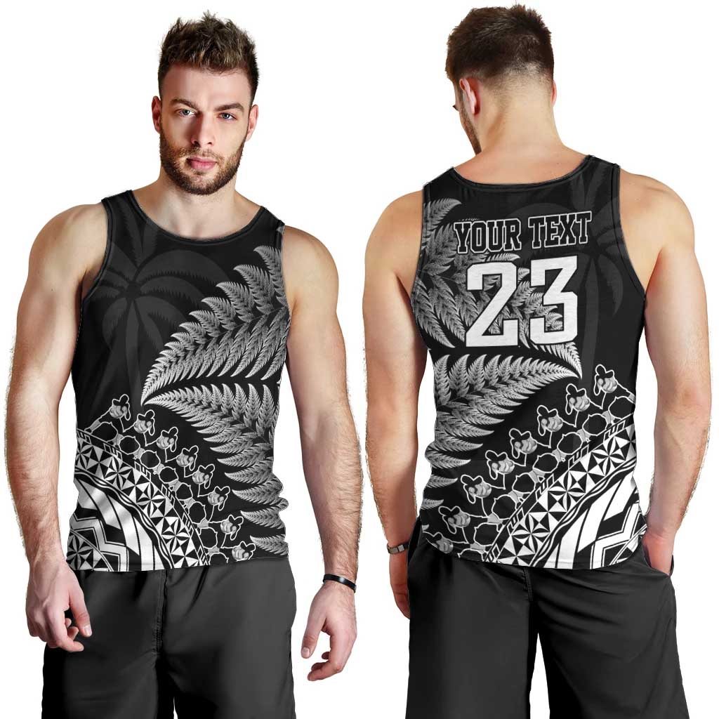 Custom Fiji New Zealand Rugby Men Tank Top Cibi Dance with Black Fern - Vibe Hoodie Shop