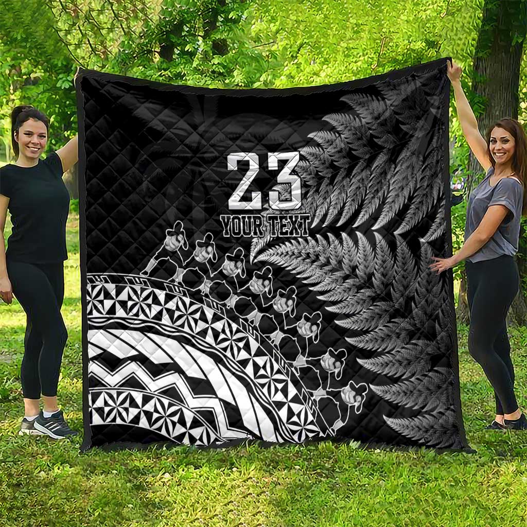Custom Fiji New Zealand Rugby Quilt Cibi Dance with Black Fern - Vibe Hoodie Shop