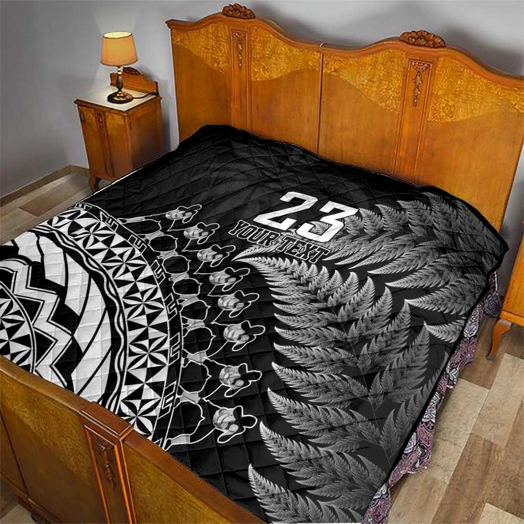 Custom Fiji New Zealand Rugby Quilt Cibi Dance with Black Fern - Vibe Hoodie Shop