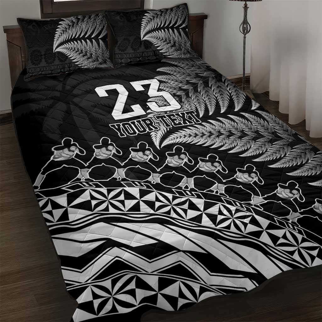 Custom Fiji New Zealand Rugby Quilt Bed Set Cibi Dance with Black Fern - Vibe Hoodie Shop