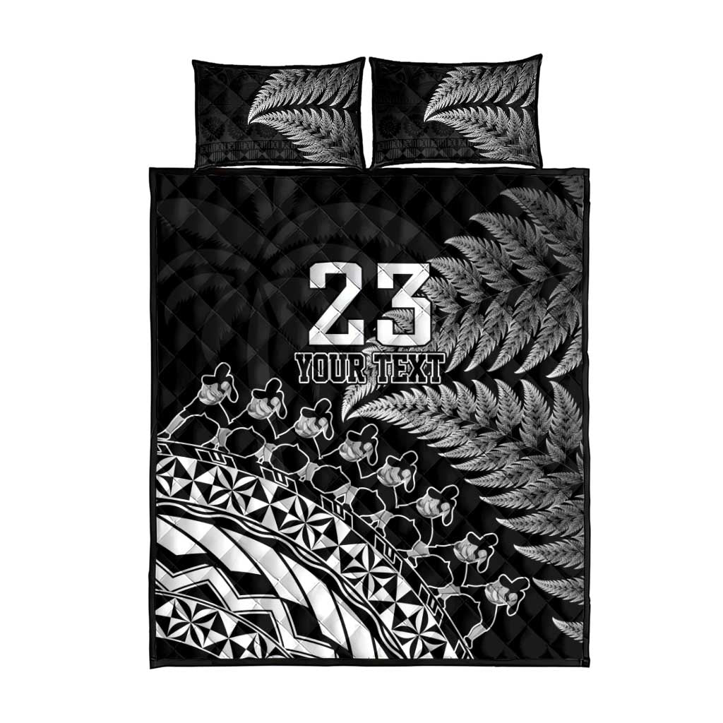 Custom Fiji New Zealand Rugby Quilt Bed Set Cibi Dance with Black Fern - Vibe Hoodie Shop