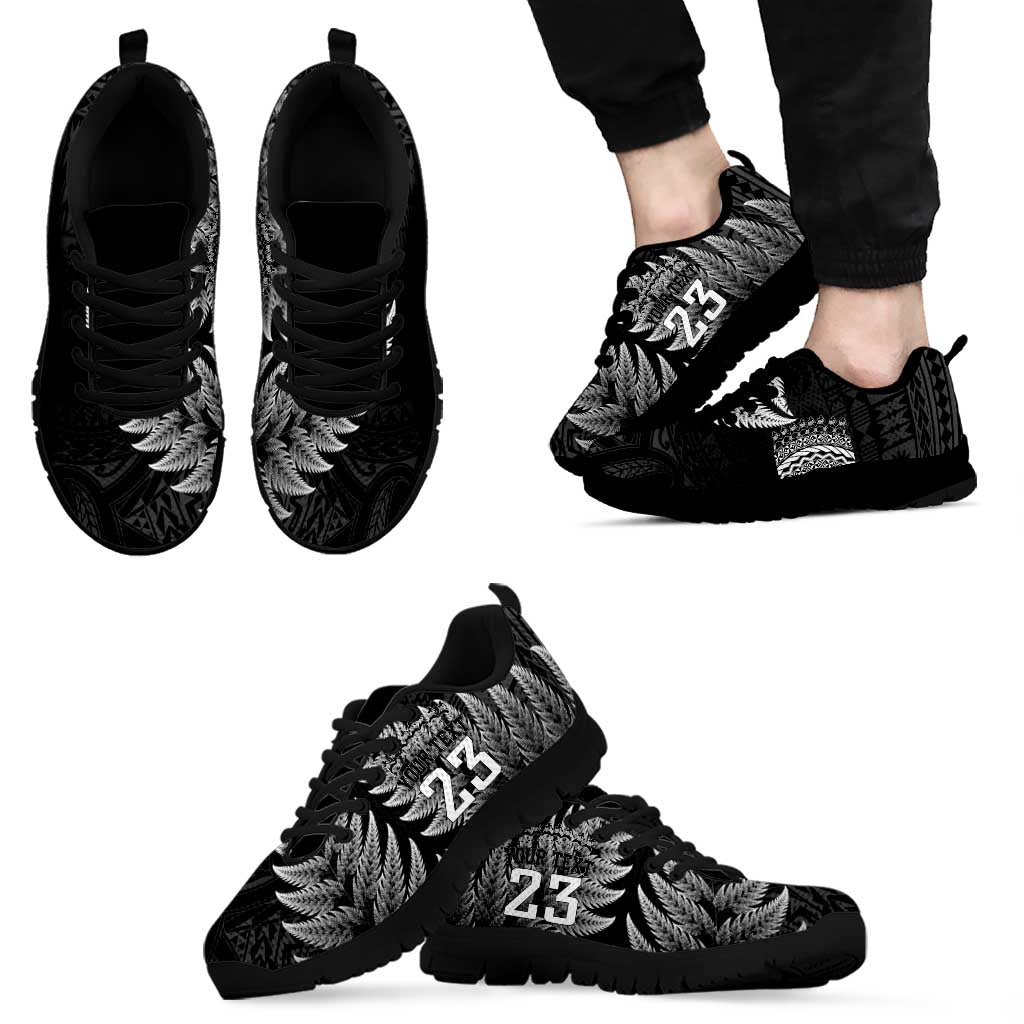 Custom Fiji New Zealand Rugby Sneakers Cibi Dance with Black Fern - Vibe Hoodie Shop