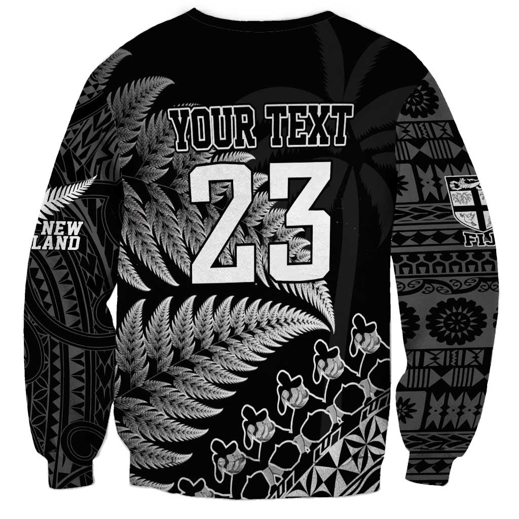 Custom Fiji New Zealand Rugby Sweatshirt Cibi Dance with Black Fern - Vibe Hoodie Shop
